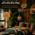 Chambre décorée dans un style afro-bohème avec des textiles colorés et des plantes