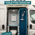 Design inspirant d'une douche dans un camping-car moderne.