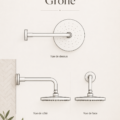 Colonne de douche à effet pluie GROHE installée dans une salle de bain moderne.