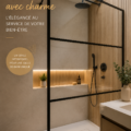 Une belle douche à l'italienne, moderne et chaleureuse.