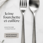 Icône de fourchette et cuillère en PNG pour projets de design