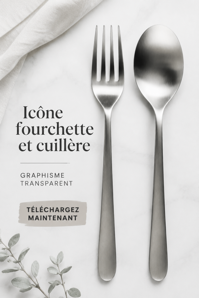 Icône de fourchette et cuillère en PNG pour projets de design