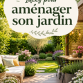 Un jardin bien aménagé avec des fleurs colorées et des meubles d'extérieur accueillants.