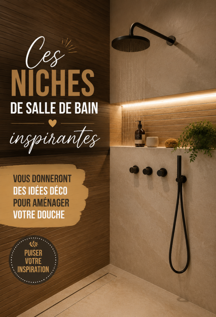 Niche de salle de bain moderne intégrée dans une douche spacieuse