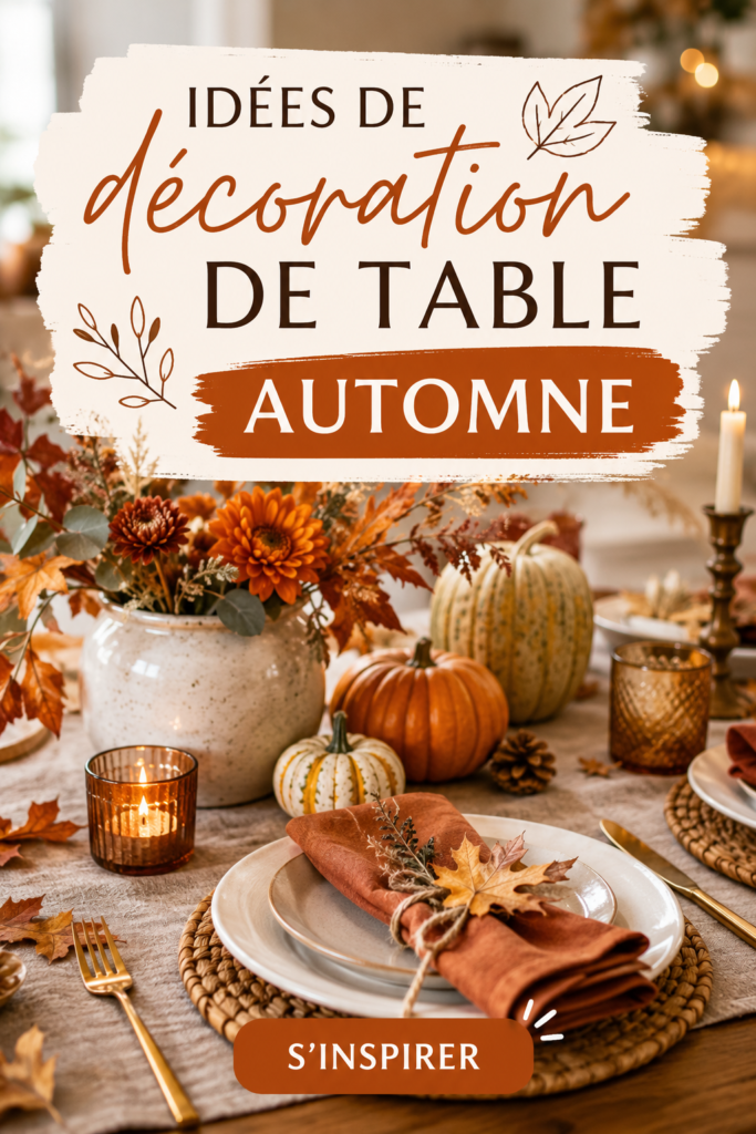 Décoration de table automnale avec des couleurs chaudes et éléments naturels