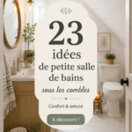 Salle de bain sous les combles avec une décoration chaleureuse et fonctionnelle.
