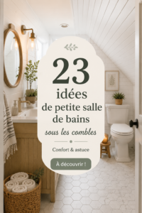 Salle de bain sous les combles avec une décoration chaleureuse et fonctionnelle.
