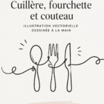 Illustration manuelle des couverts dessinés à la main
