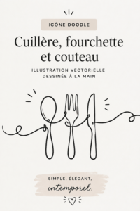 Illustration manuelle des couverts dessinés à la main