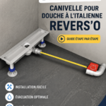 Installation d'une canivelle dans une douche à l'italienne moderne.