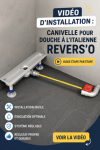 Installation d'une canivelle dans une douche à l'italienne moderne.