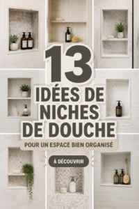 Niche de douche moderne avec des produits de bain bien rangés