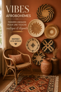 Un panier afro-homène en jute au design élégant, parfait pour la déco intérieure.