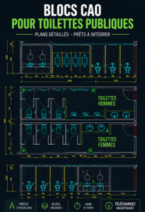 Modèle de toilettes publiques en DWG pour aménagement urbain