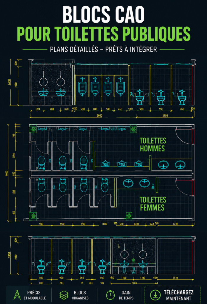 Modèle de toilettes publiques en DWG pour aménagement urbain