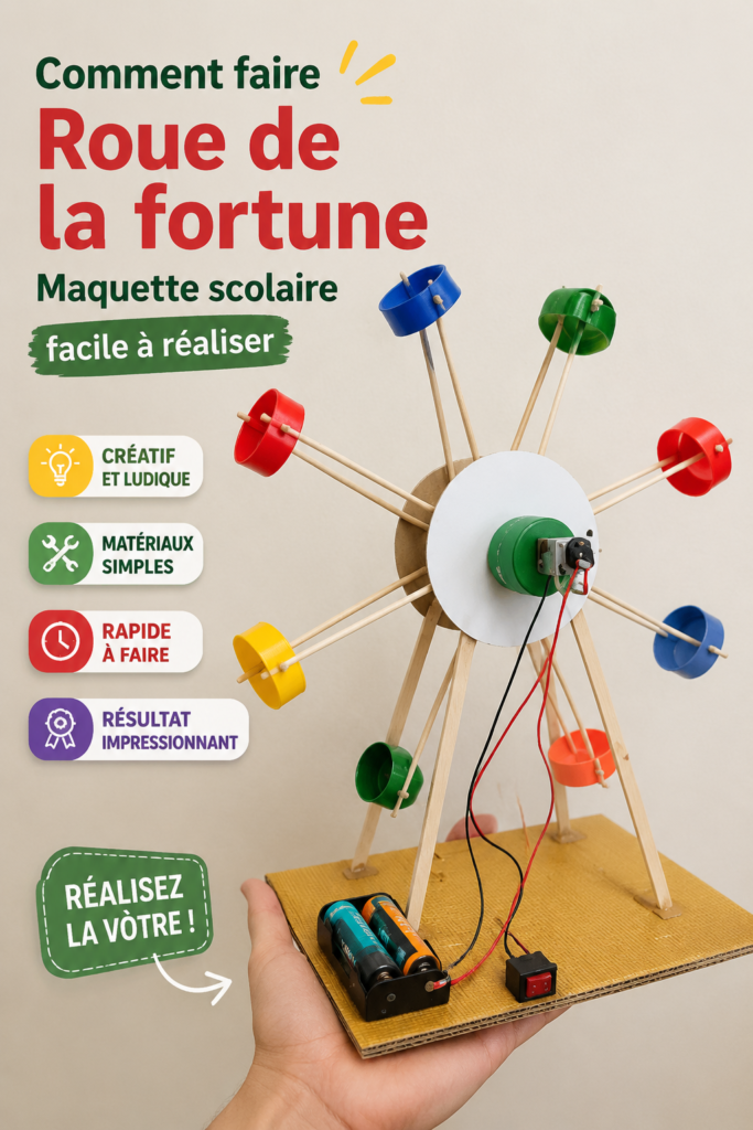 Une roue de la fortune colorée et décorative, projet DIY convivial pour toute la famille.