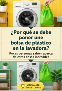une sacoche en plastique dans une machine à laver remplie de vêtements