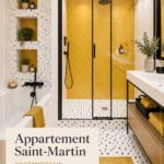 Salle de bain contemporaine à Paris avec des lignes épurées et un design élégant.
