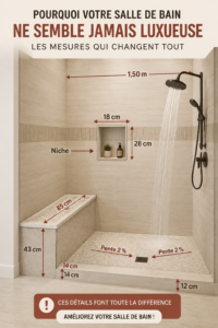 Salle de bain élégante avec des accessoires de luxe et des couleurs apaisantes.
