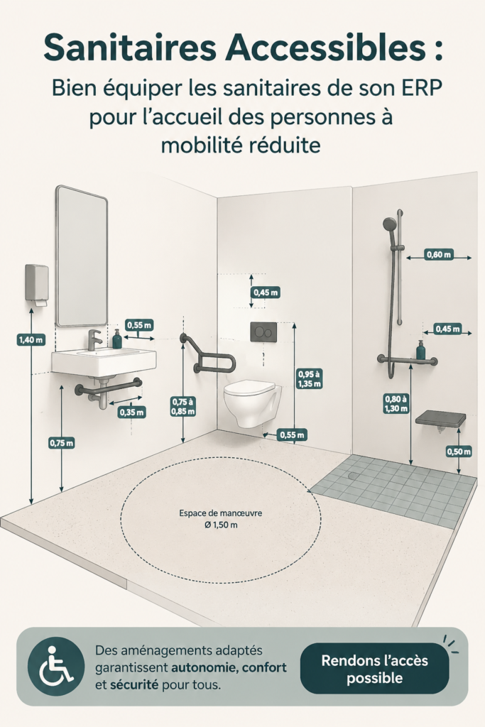Sanitaires accessibles bien aménagés pour un accueil inclusif