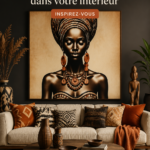 Un intérieur décoré dans un style Afro-hémien avec des couleurs vives et des motifs uniques.
