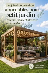 Petit jardin réaménagé en espace accueillant avec des plantes et sièges confortables