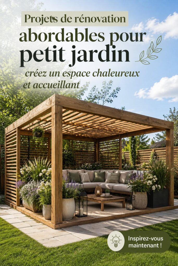 Petit jardin réaménagé en espace accueillant avec des plantes et sièges confortables