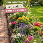 Un jardin bien aménagé avec des plantes variées et des décorations DIY accessibles.