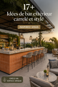 Bar extérieur en carrelage moderne dans un jardin accueillant