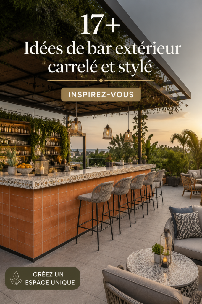 Bar extérieur en carrelage moderne dans un jardin accueillant