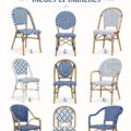 Chaises bistrot bleu et blanc élégamment disposées dans un intérieur lumineux