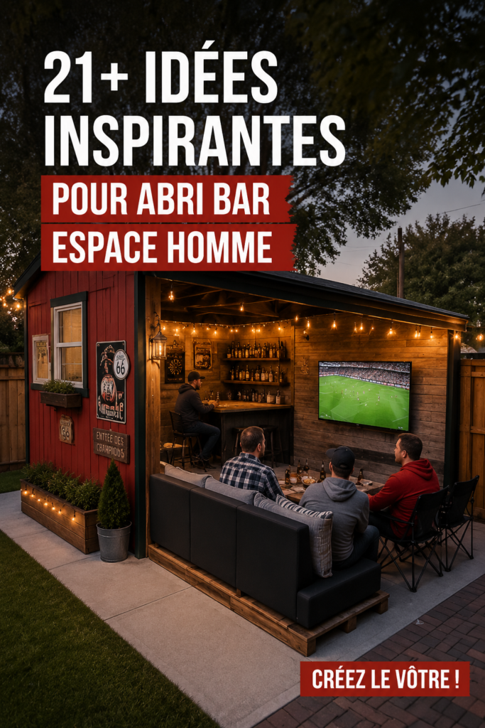 Un bar de jardin accueillant, aménagé avec des sièges confortables et des décorations chaleureuses.