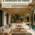 Femme construisant une terrasse couverte avec des matériaux naturels