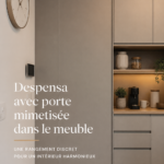 Cuisine moderne avec un garde-manger camouflé, optimisant l'espace.
