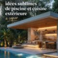 Jardin avec piscine et cuisine extérieure bien aménagée