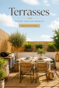 Terrasse cosy avec des meubles accessibles et des plantes verdoyantes.