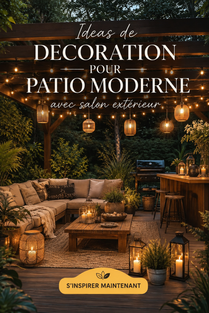 Un patio moderne avec un salon d'extérieur accueillant et des plantes