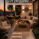 Une terrasse élégante et minimaliste avec des plantes et du mobilier chic