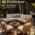 Un espace extérieur accueillant avec du mobilier fonctionnel et chaleureux.