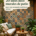 Art mural coloré à l'extérieur d'un patio, créant une ambiance chaleureuse.