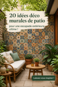 Art mural coloré à l'extérieur d'un patio, créant une ambiance chaleureuse.