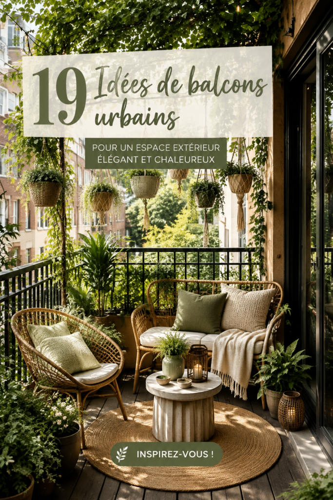 Balcon décoré avec des plantes luxuriantes et colorées, créant un jardin urbain accueillant