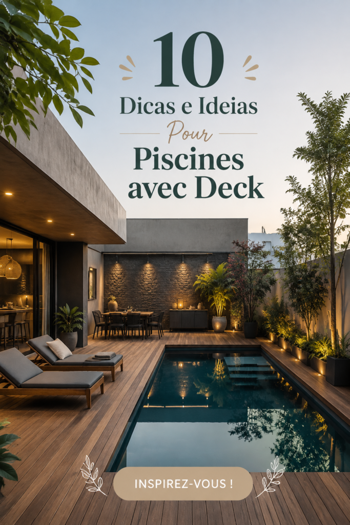 Un deck de piscine spacieux et accessible, entouré de verdure.