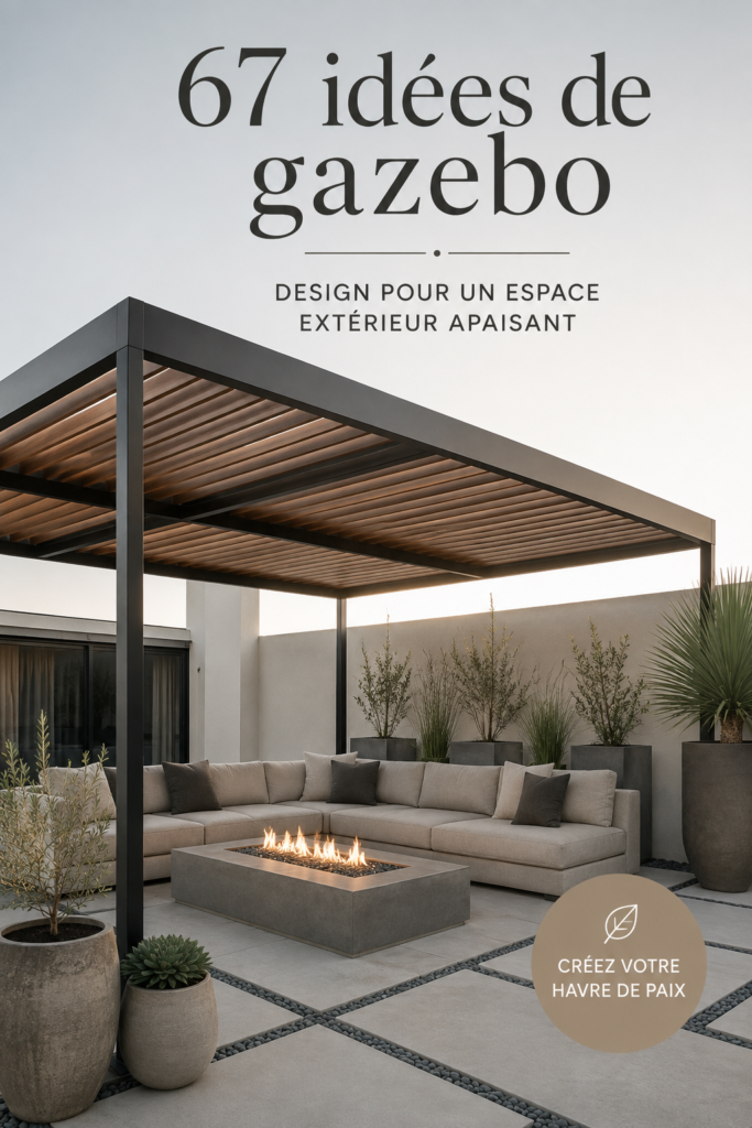 Gazebo en bois élégant dans un jardin verdoyant