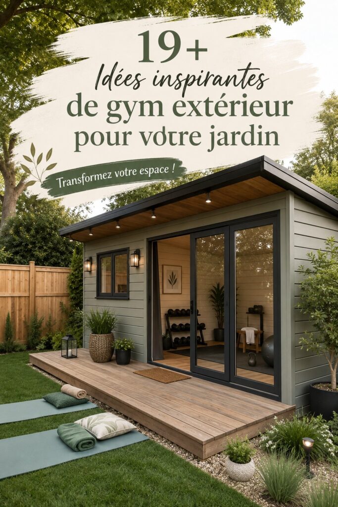Un jardin transformé en espace gym accueillant avec du matériel de fitness.