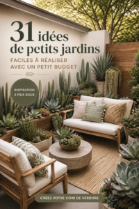 Un petit jardin bien agencé avec des plantes colorées et des meubles accueillants, illustrant l'idée de décoration extérieure inclusive.
