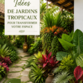 Jardin tropical luxuriant avec des plantes colorées et de la verdure