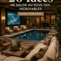 Un lounge sous-sol cosy avec des canapés confortables et des lumières douces.
