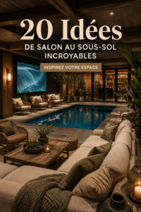 Un lounge sous-sol cosy avec des canapés confortables et des lumières douces.