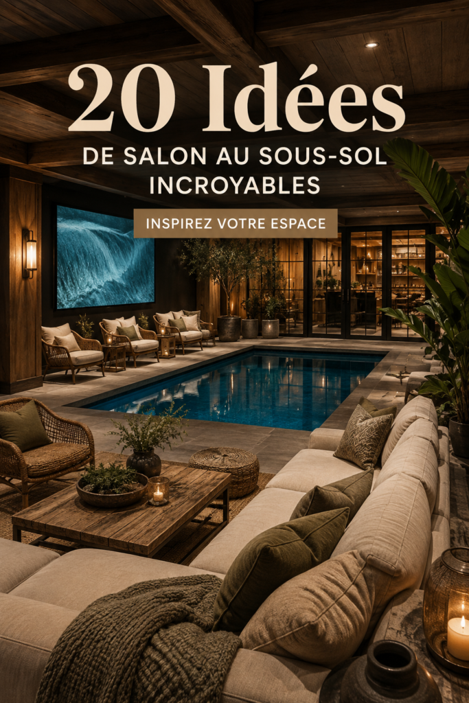 Un lounge sous-sol cosy avec des canapés confortables et des lumières douces.